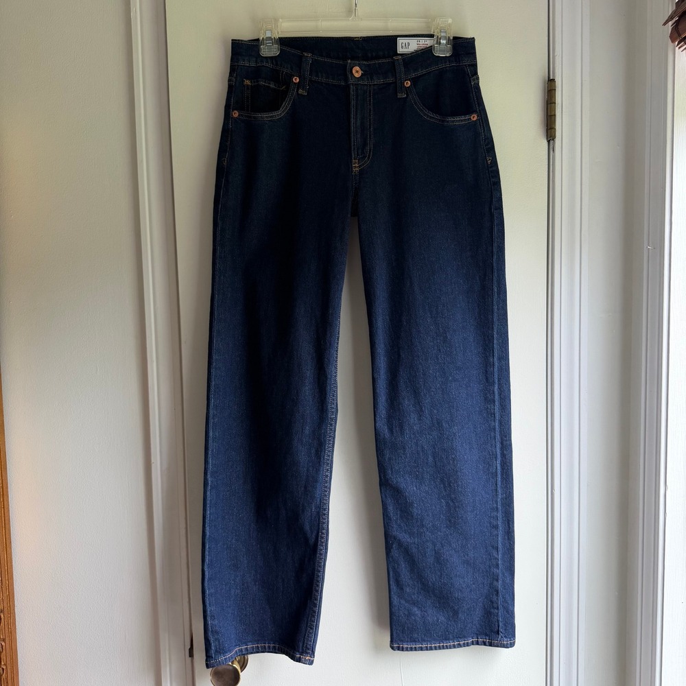 Gap 90s Loose Low Rise Jeans Womens 26 2 Regular Dark Wash Straight Leg Indigo